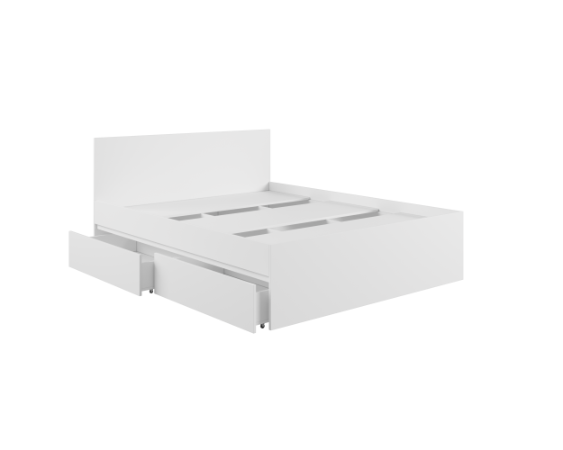 Кровать с ящиками К1.6М Мадера Белый