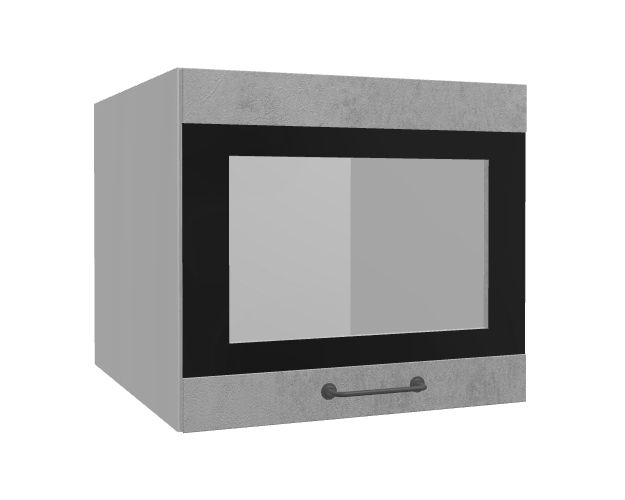 Лофт ВПГСФ 500 шкаф верхний горизонтальный со стеклом высокий с фотопечатью (Бетон светлый/корпус Серый)
