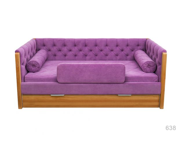 Кровать 180 серии Леди + ящик 32 Фиолетовый (мягкий бортик/подушка валик)