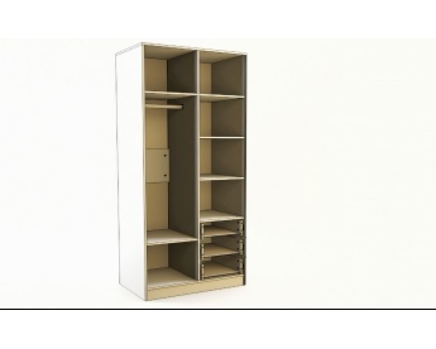 Шкаф 2-х створчатый с ящиками Клаксон без машинок (Белый/корпус Клен)