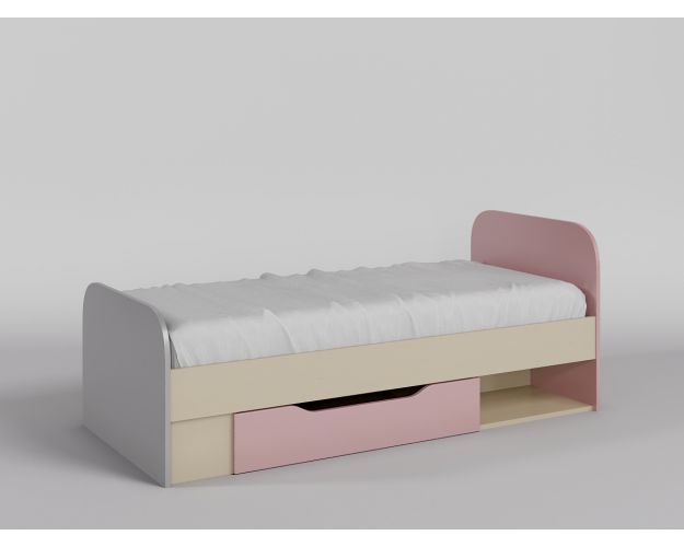 Кровать Грэйси 1650х750 (Розовый/Серый/корпус Клен)