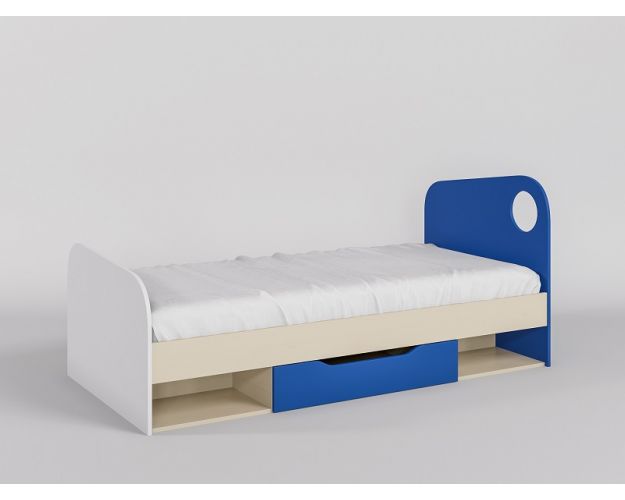 Кровать Скай 1950х950 (Синий/Белый/корпус Клен)