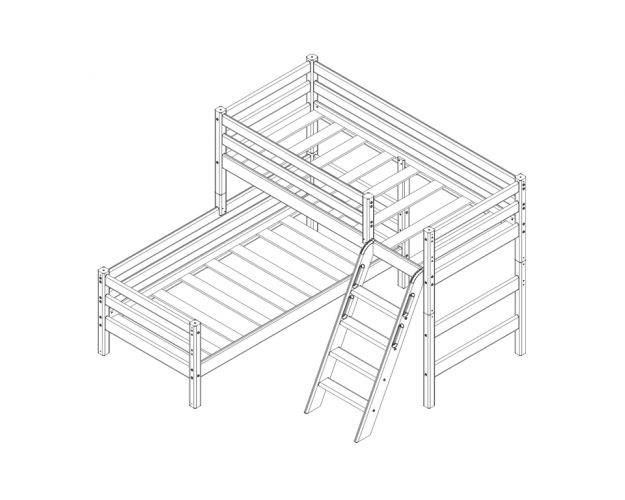 Кровать Соня вариант 8 угловая с наклонной лестницей Лаванда