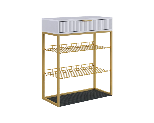 Обувница Вельвет белое дерево / белый матовый / золото