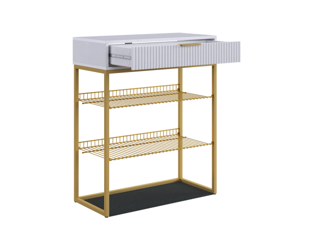 Обувница Вельвет белое дерево / белый матовый / золото