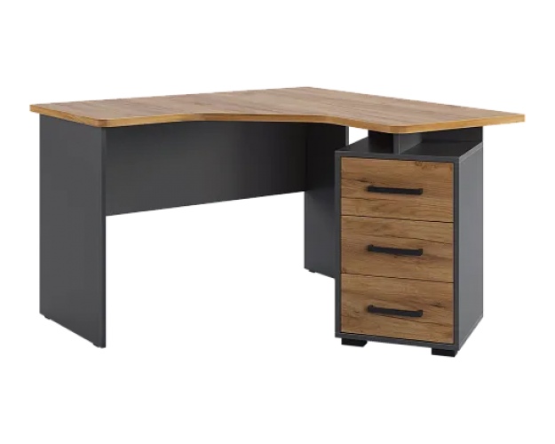 Стол компьютерный 1200 угловой Лайт-2 графит / дуб крафт золотой