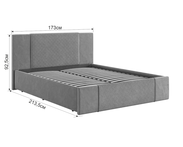 Кровать с подъемным механизмом Хлоя 1600 галька (велюр)