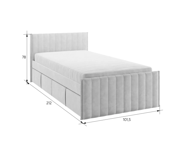 Кровать с ящиками Твикс 900 нежно-розовый (велюр)