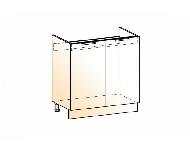 Стоун Шкаф рабочий под мойку L800 (2 дв. гл.) (белый/палисандр)