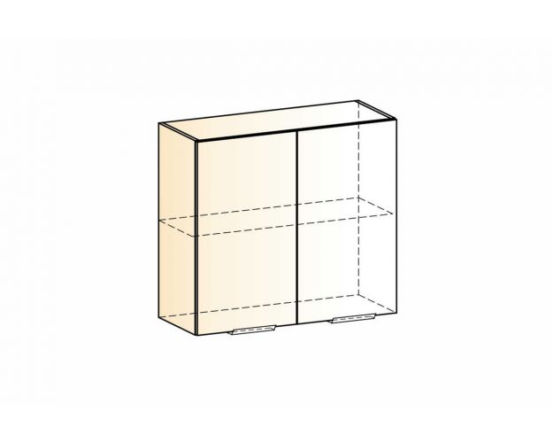 Стоун Шкаф навесной L800 Н720 (2 дв. гл.) (белый/акация светлая)