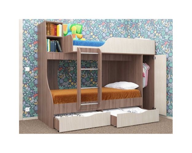 Кровать двухъярусная Башмачок 1.9  Ясень шимо темный/Ясень шимо светлый