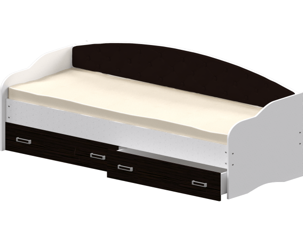 Кровать Софа-7 с мягкой спинкой (800х2000) Белый/Венге