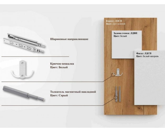Комод 5 ящиков Некст 1 дуб золотой / белый
